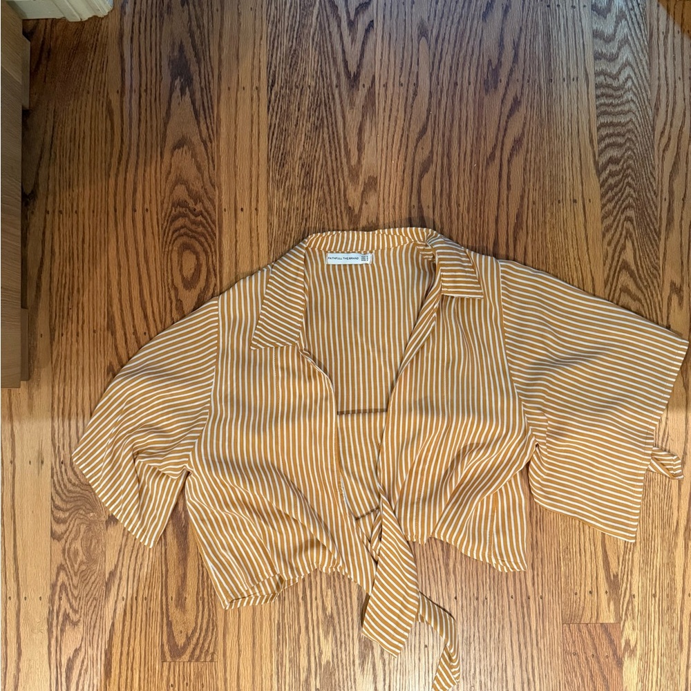 Faithful the Brand - Cropped, Striped Tie Shirt